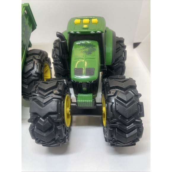 John Deere Kids Monster Treads Toy Tractor& Wagon & Lights & Sounds Not Tested - Picture 10 of 15